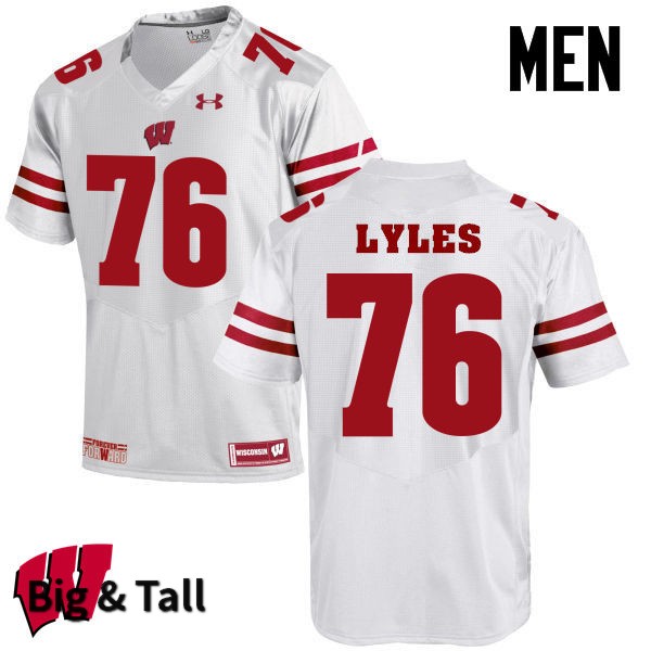 Wisconsin Badgers Men's #76 Kayden Lyles NCAA Under Armour Authentic White Big & Tall College Stitched Football Jersey YQ40P11GA